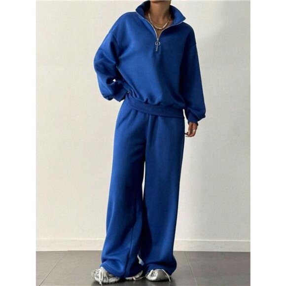 Half-Zip Long Sleeve Sweatshirt and Pants Set - Picture 7 of 11